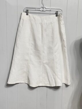 Choices 100% Linen White A-Line Panel Skirt